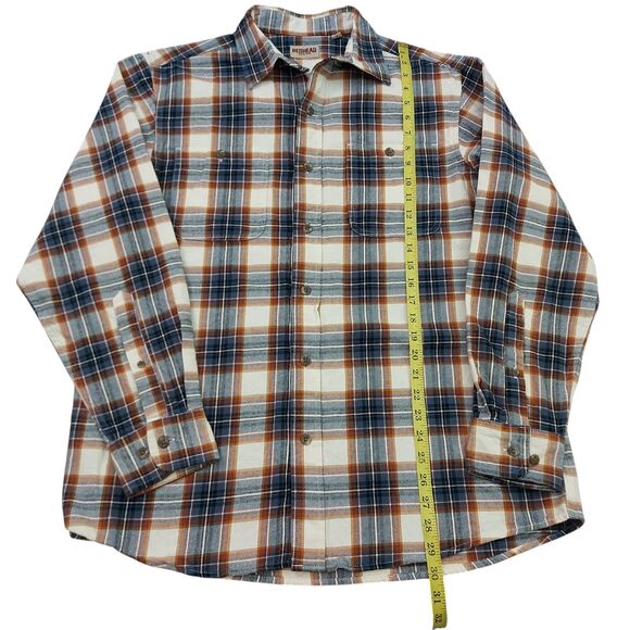 RedHead Flannel Shirt Mens Large Brown Blue Plaid Long Sleeve Cotton Outdoor - Picture 11 of 12